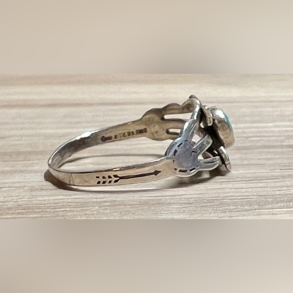Vintage Fred Harvey Sterling Silver Turquoise Crossed Arrow Ring, Size 7, 1g - Picture 5 of 11